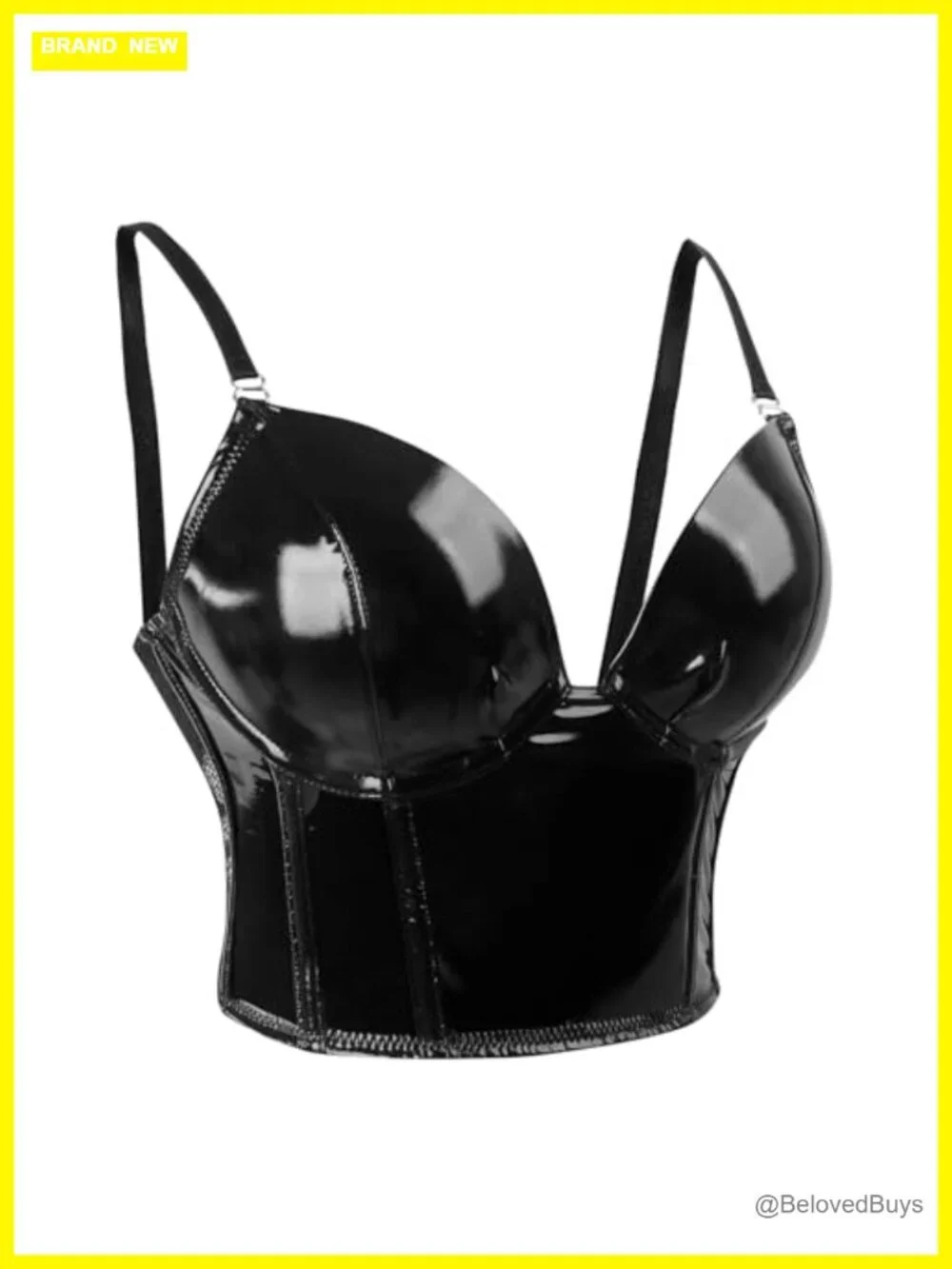 Gothic PU Leather Push Up Corset Bustier Crop Top Adjustable Straps